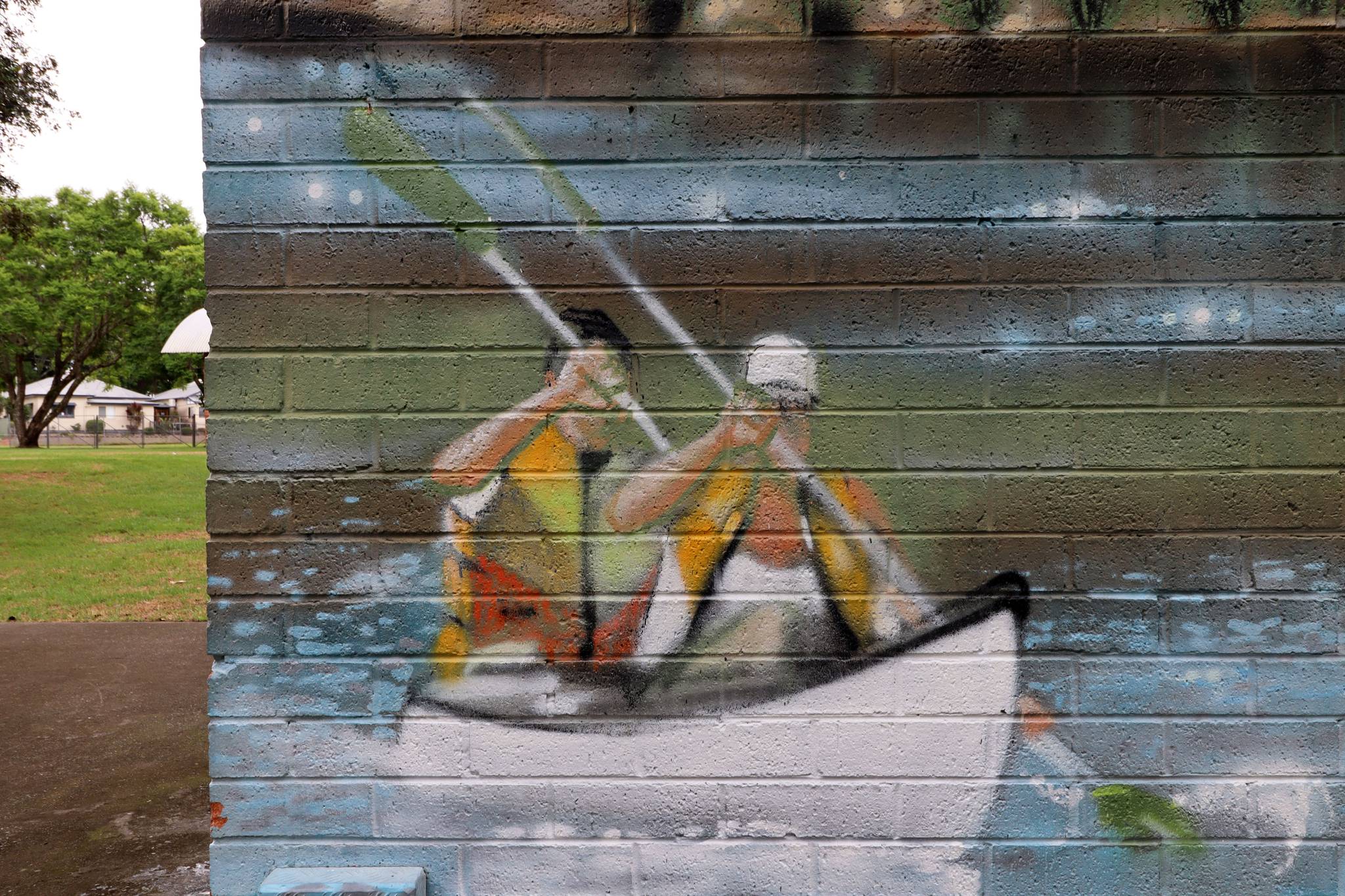 James Moulton, Bill Moulton, Ash Johnston&mdash;Riverside Park Amenities Block Mural