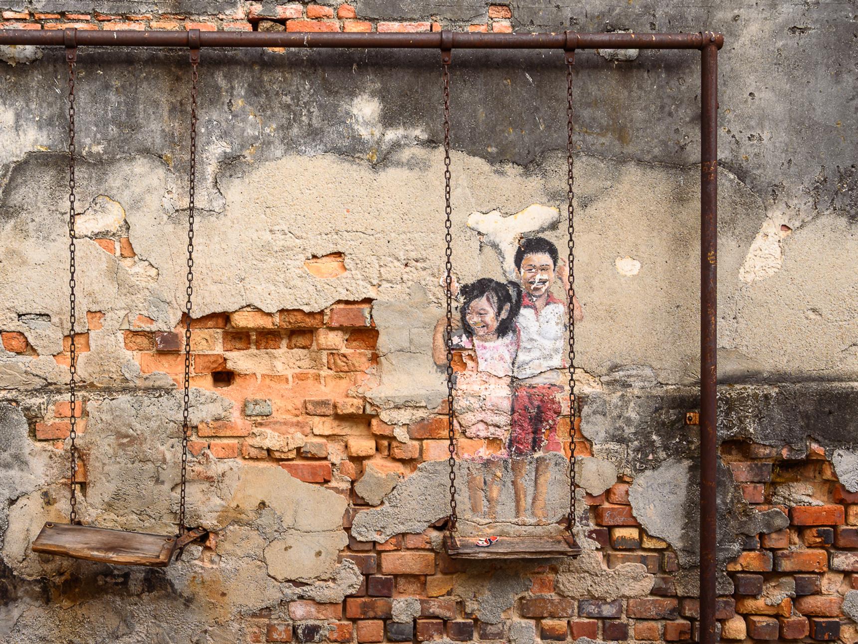 Ernest Zacharevic—Kids on a Swing
