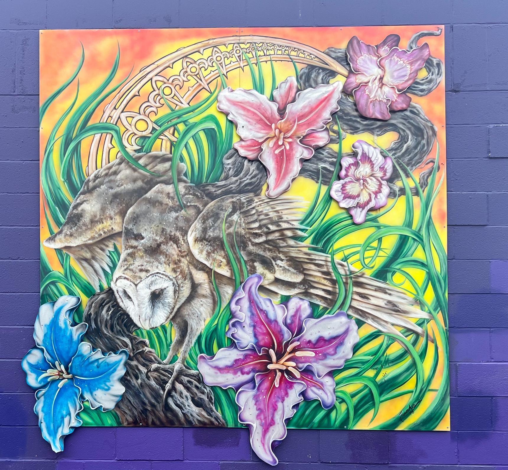 Rodrick Fuchs—Owl and Lilies- The Paint Spot 6