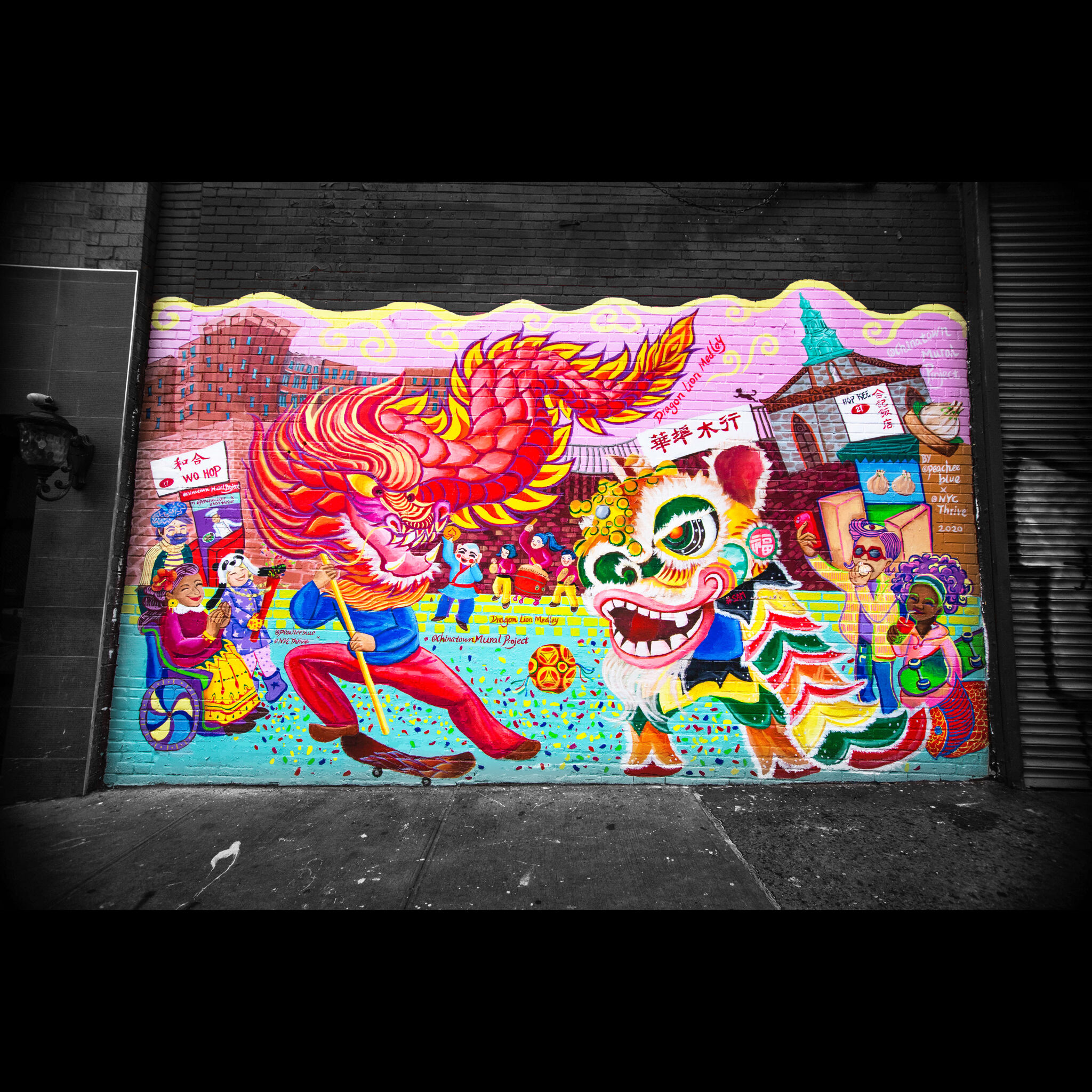 Peach Tao, Chinatown Mural Project, nycthrive&mdash;Dragon Lion Medley