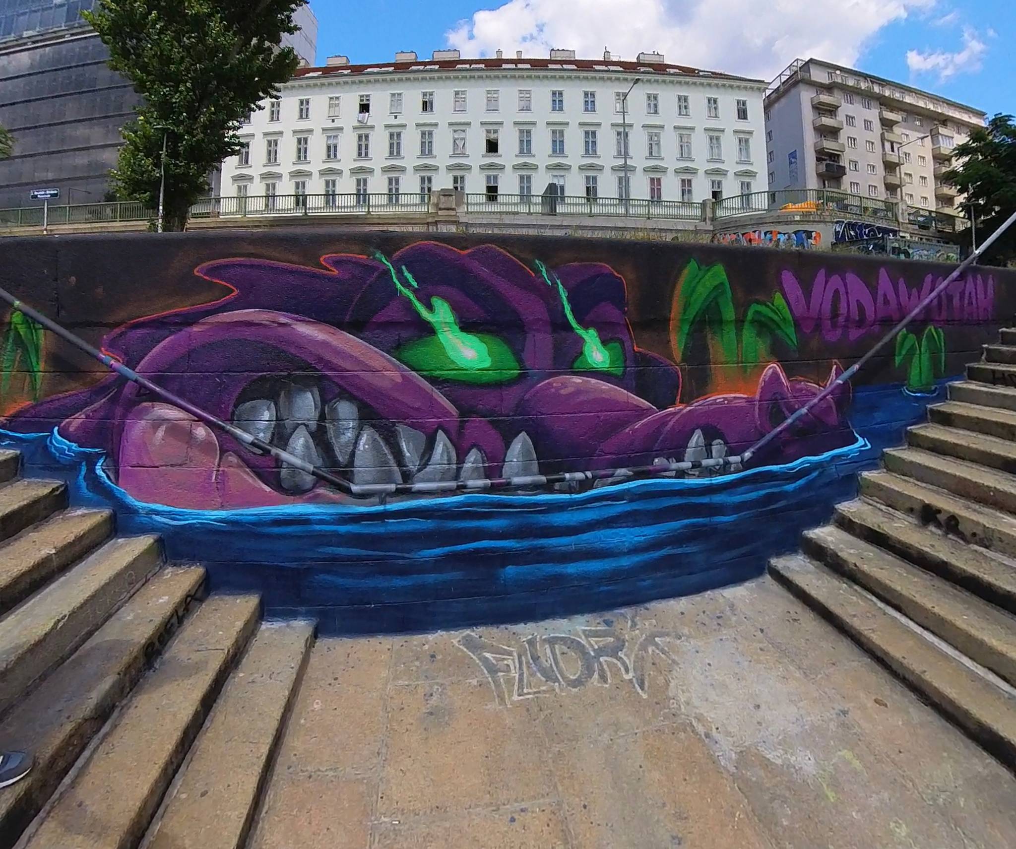 Vodawotah&mdash;Huge Crocodile Mural - Graffiti Character