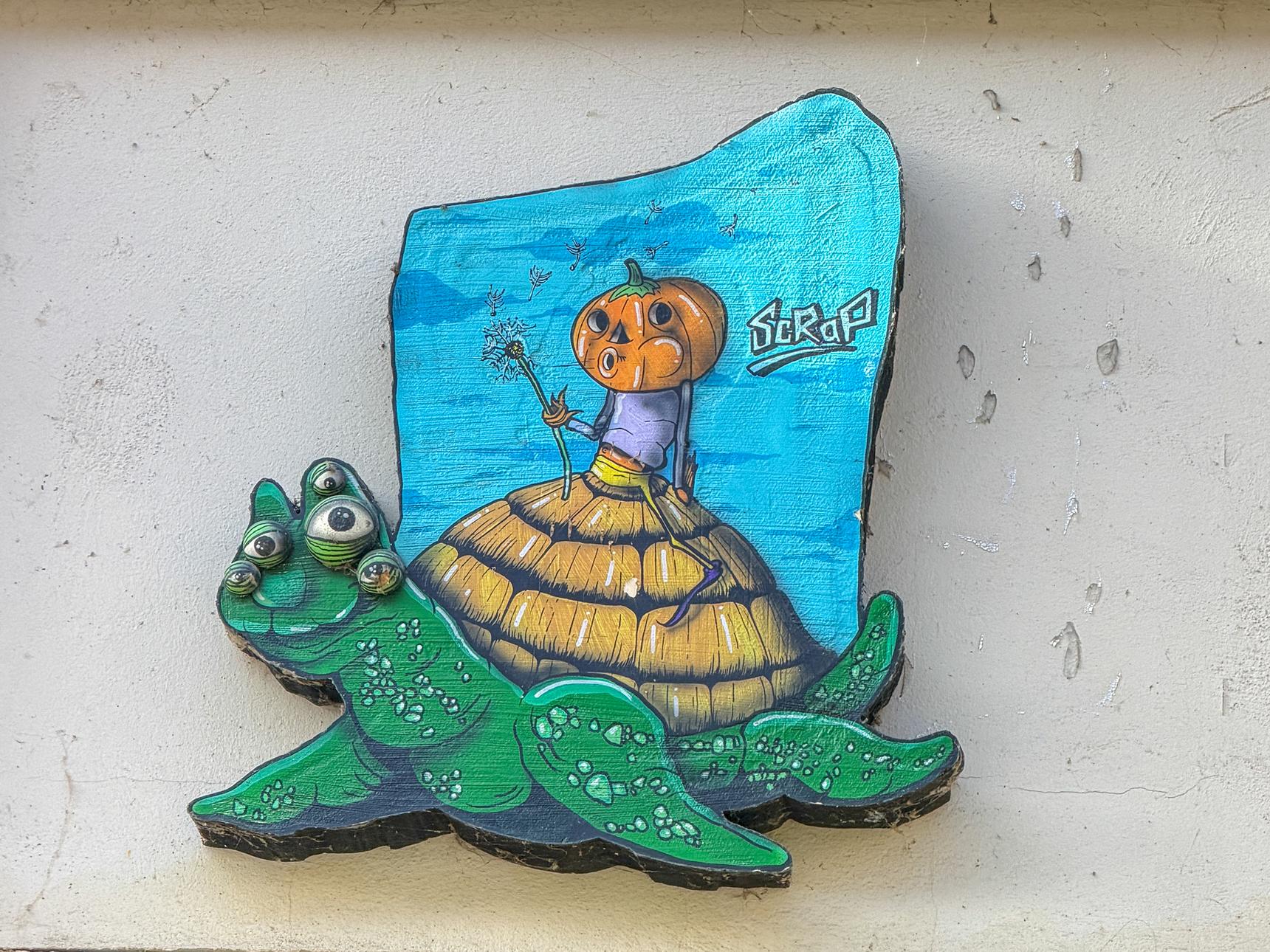 Scrap—Mr. Pumpkin rides a turtle