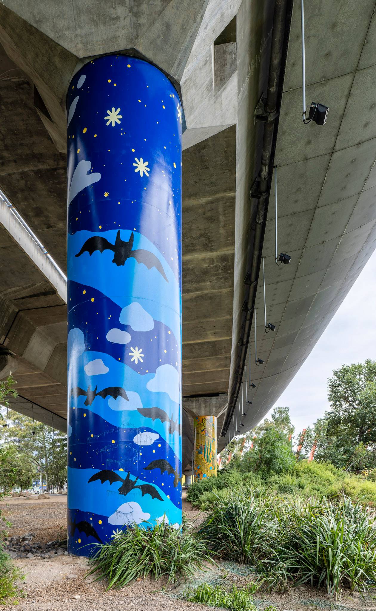 Tom Civil&mdash;Under the Bridge - Night Sky with Bats and Smoke