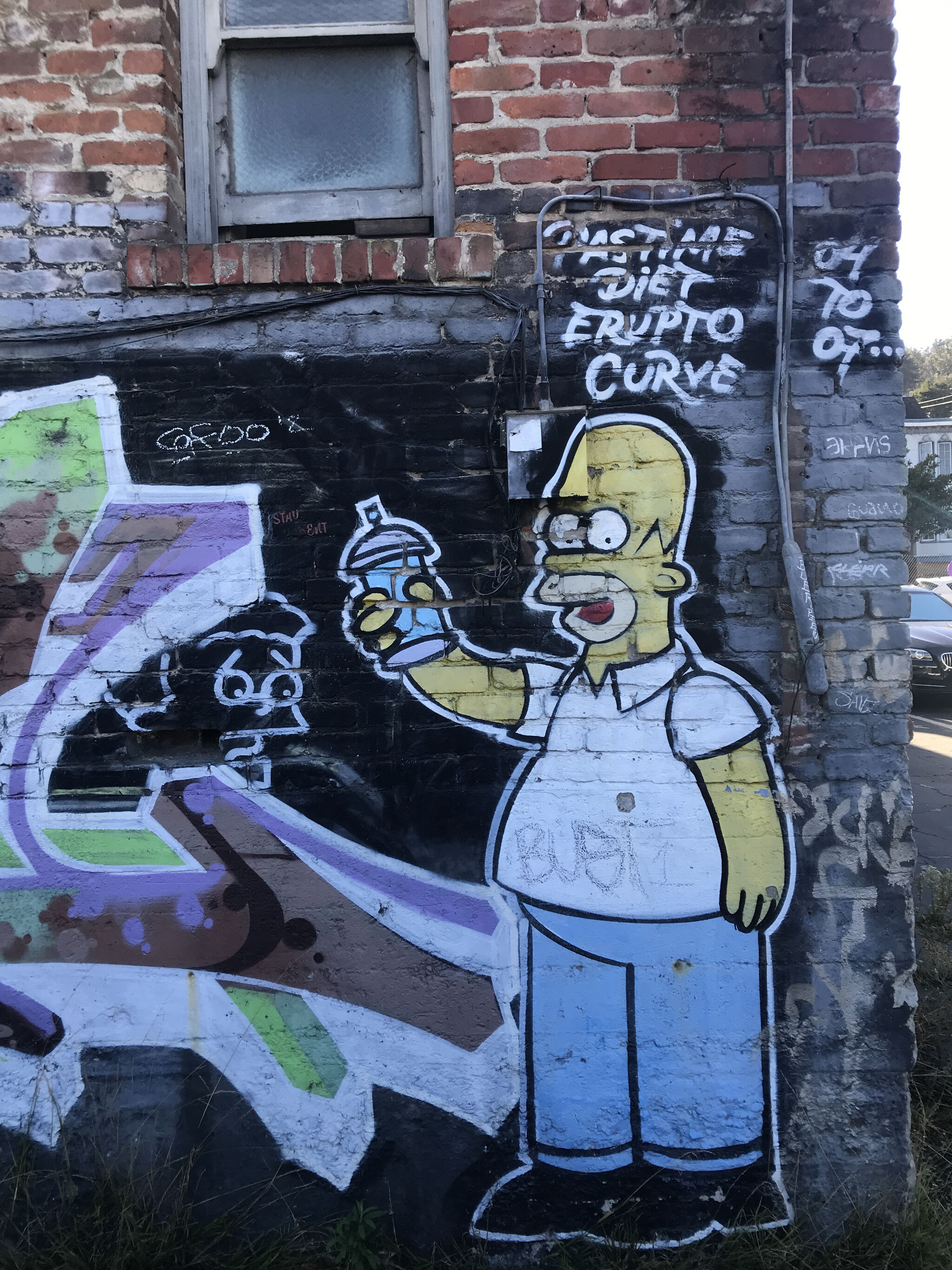 Pastime, Diet, Erupto, Curve&mdash;The Simpsons as graffiti characters