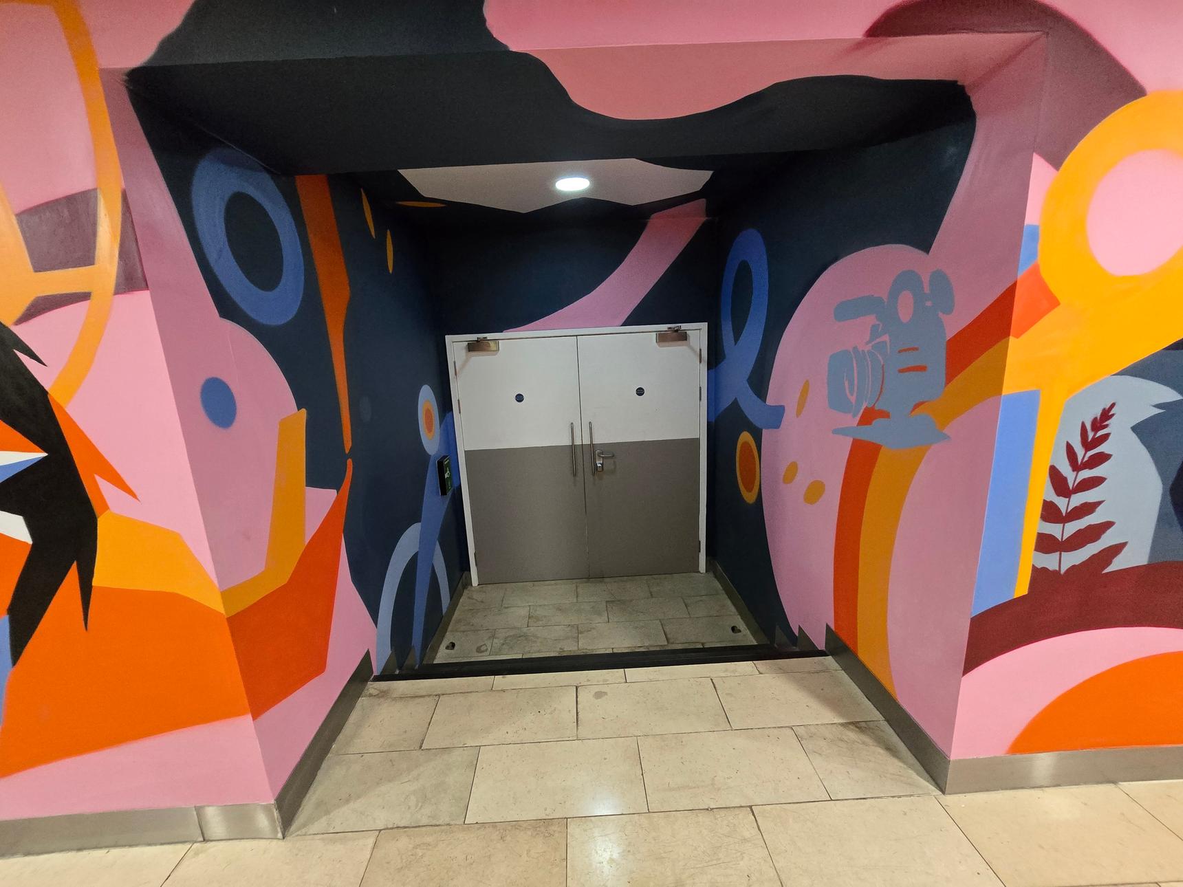Graffwerk —Highcross Rooftop Carpark Access Corridor Mural