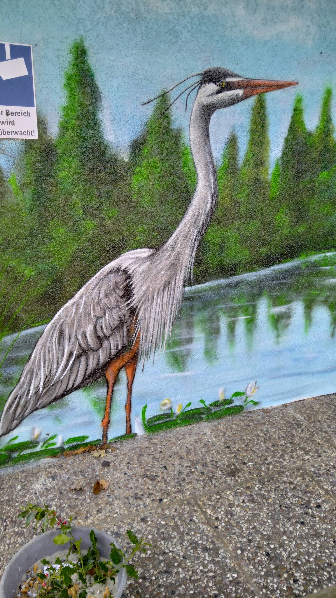 C-Airbrush&mdash;"Der Reiher am Entensee" Horner Gartenfreunde