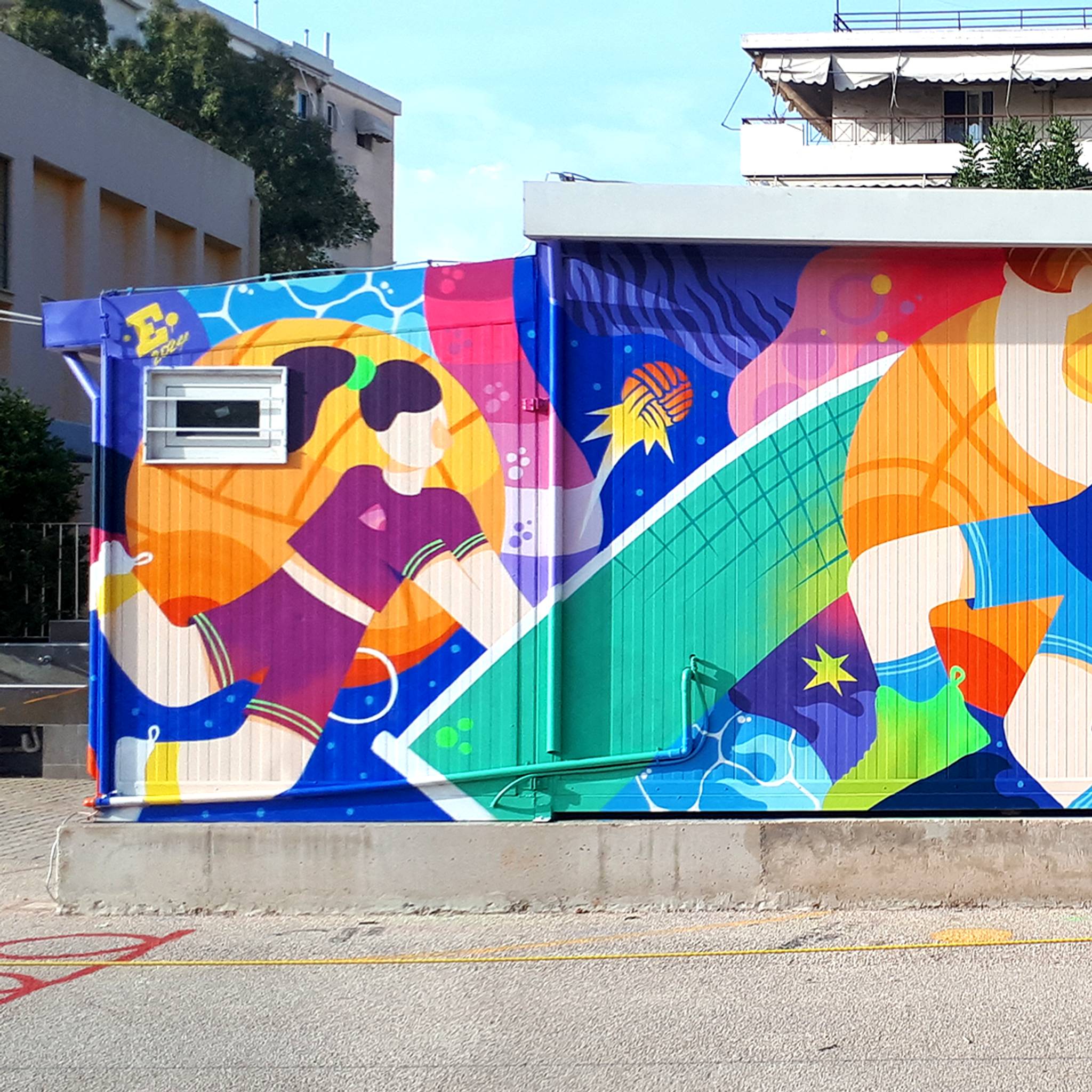 Epsilonartndesign&mdash;Athlete's Assemble Mural - School Graffiti