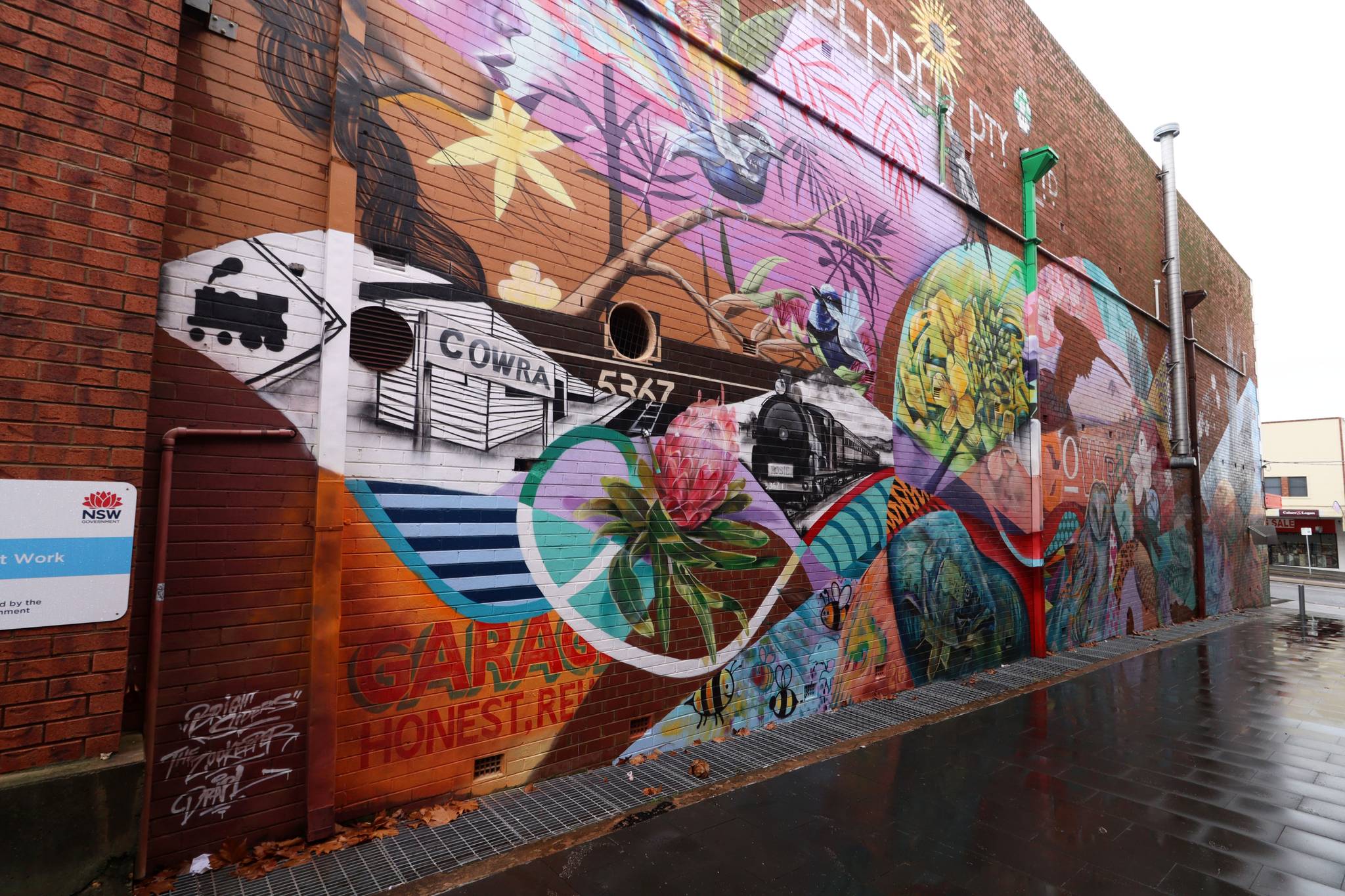 The Brightsiders, The Zookeeper, Drapl&mdash;Cowra Laneway Mural