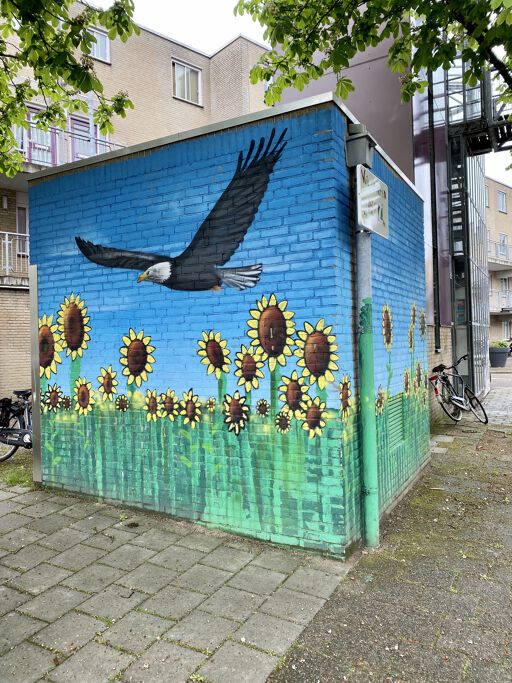 The eagle and sunflowers