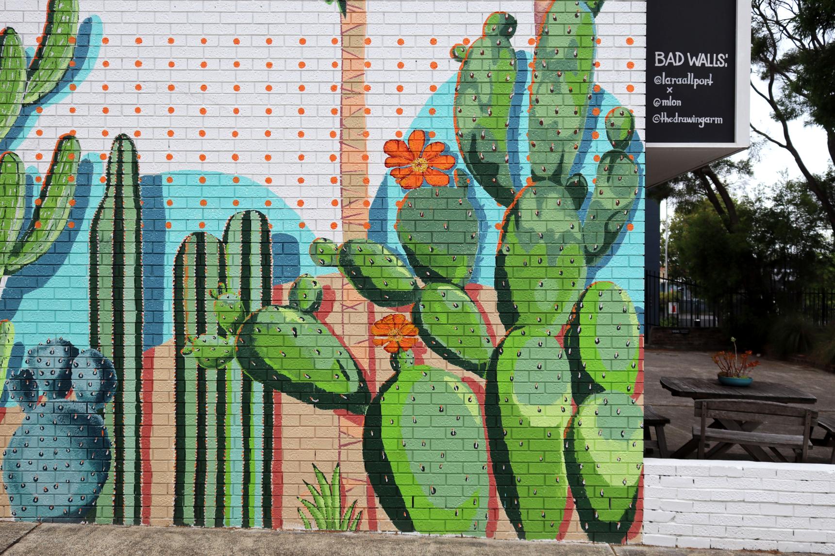 Lara Allport, M-lon, The Drawing Arm—Palm Springs Scandustrial Mural