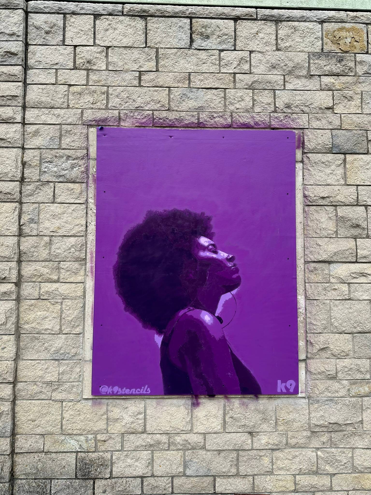 k9stencils&mdash;Woman in purple (pending confirmation from artist)