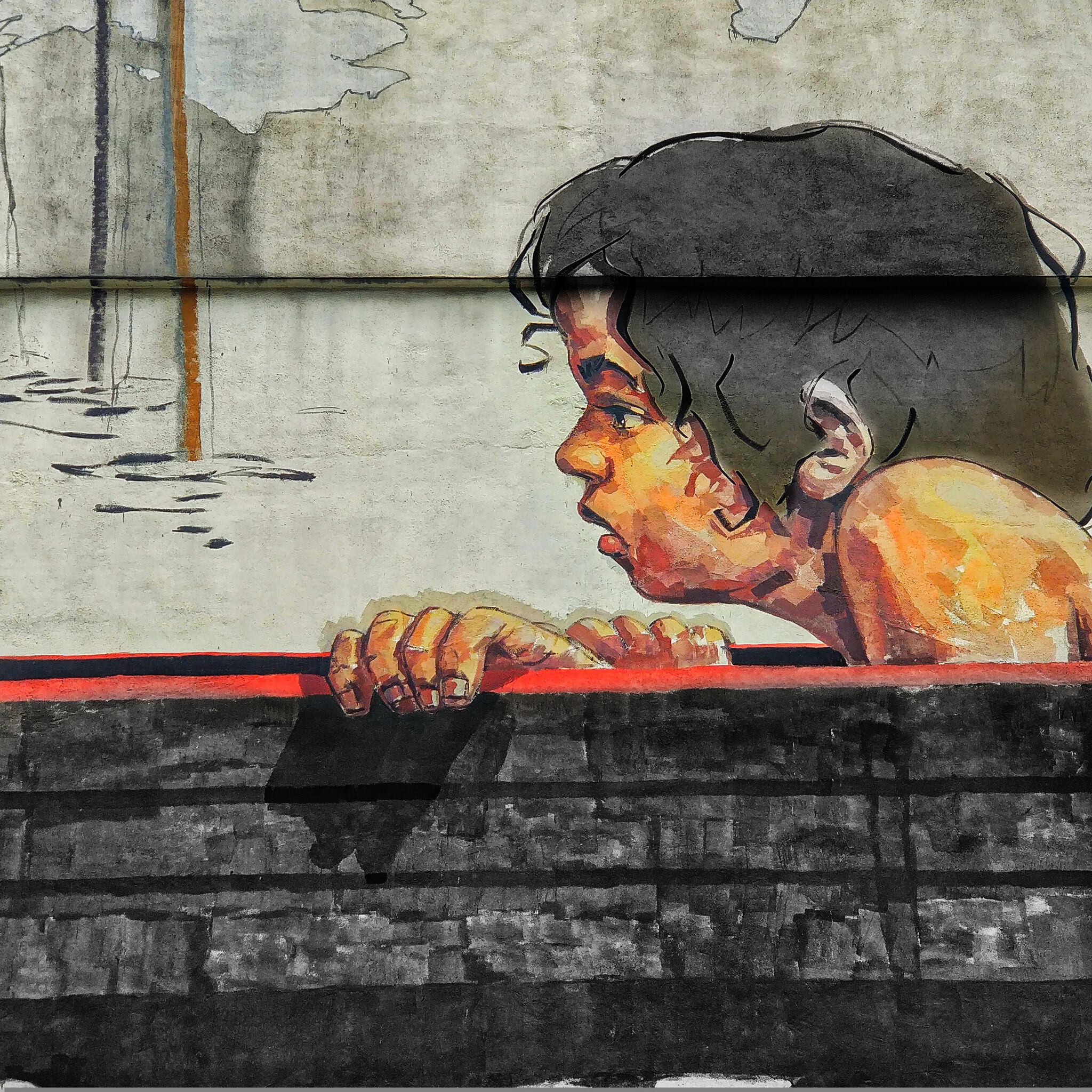 Ernest Zacharevic&mdash;A Child in A Boat