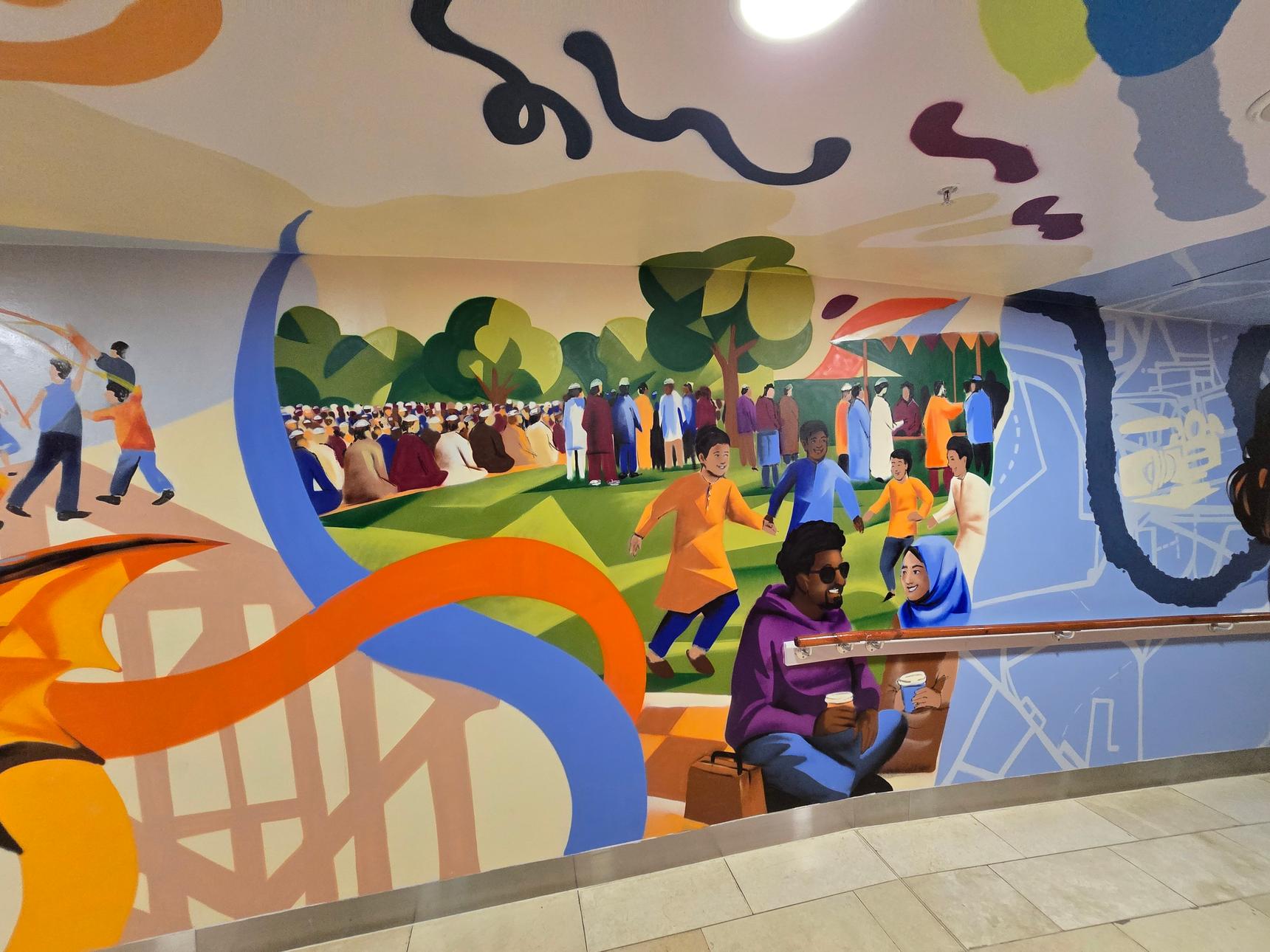 Graffwerk —Highcross Rooftop Carpark Access Corridor Mural