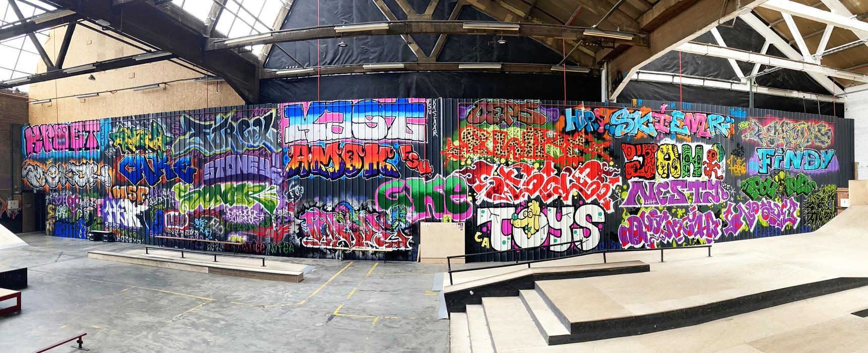 Samor, Klaas Van der Linden, Zyker, Resto, la.kus, Kiewie, Quatch, Unknown - Ghent, Kazimir Art—Arsenaal Skatepark jam