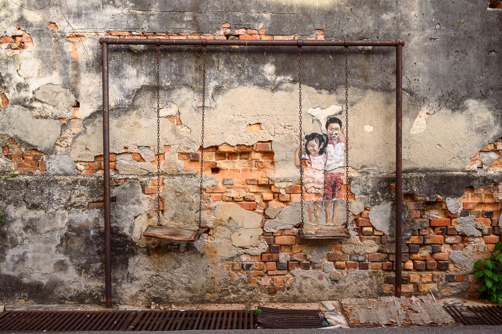 Ernest Zacharevic—Kids on a Swing