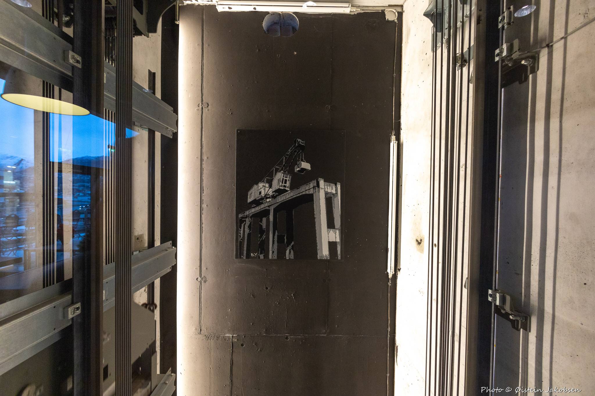 BLY&mdash;3 in the elevator shaft