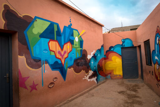 graffiti at oulad bouzid school, marrakesh