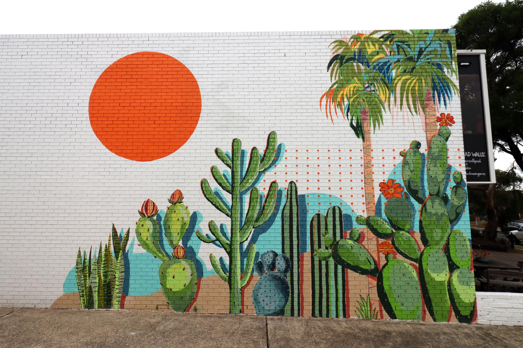 Lara Allport, M-lon, The Drawing Arm—Palm Springs Scandustrial Mural
