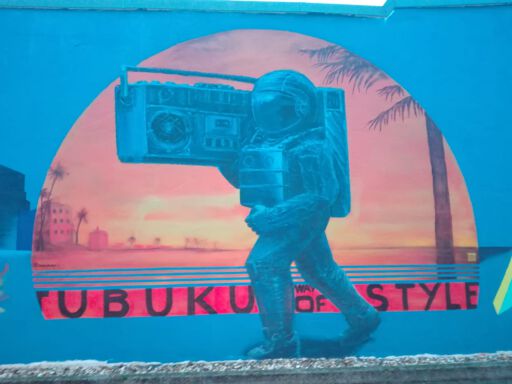 The astronaut with the gettoblaster